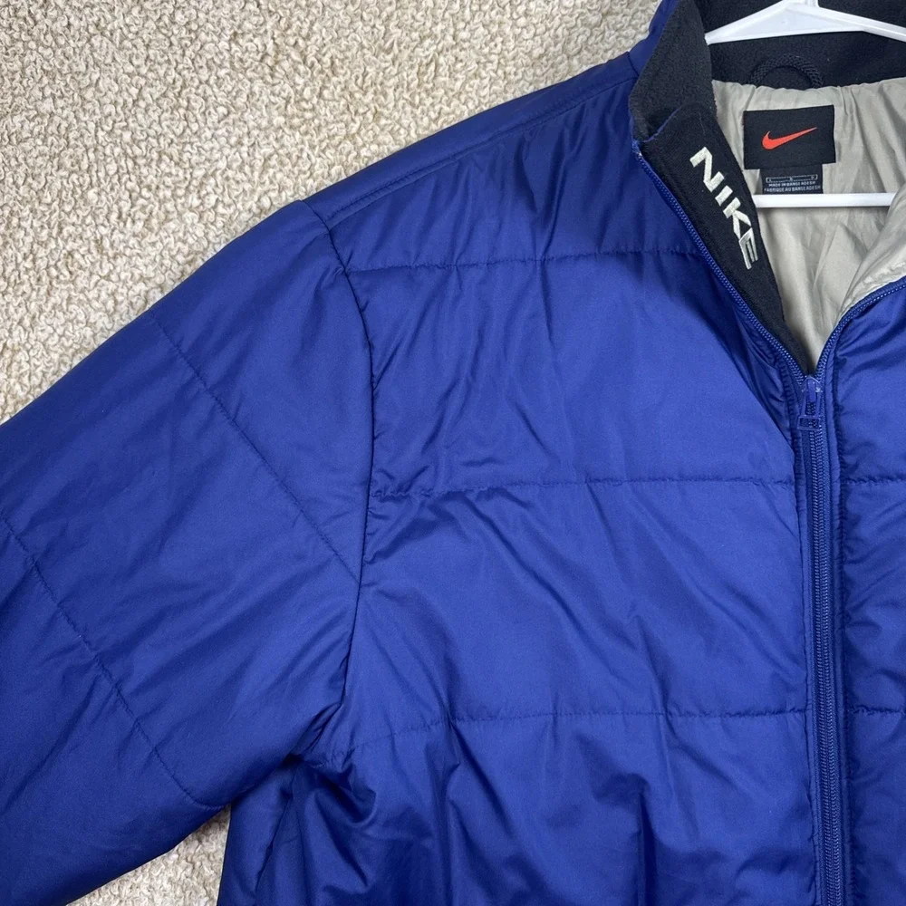 Vintage 90's Nike Quilted Neck Puffer Coat Jacket Men's L Blue